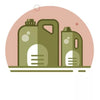 Two plastic jugs that won't get recycled, as only 10% of all recyclable plastics get recyled, which is why SaltyLama is plastic-free.
